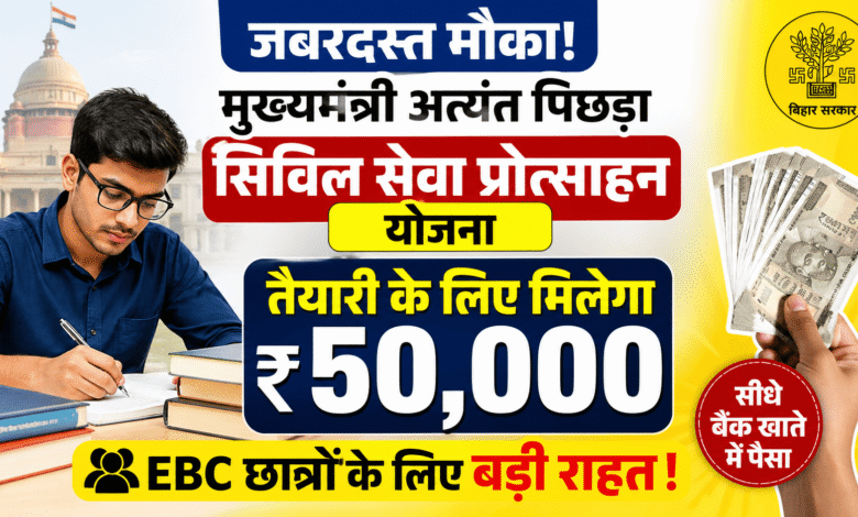 जबरदस्त मौका: Mukhyamantri Atyant Pichhda Civil Seva Protsahan Yojana से तैयारी के लिए मिलेगा पैसा – EBC छात्रों के लिए बड़ी राहत!