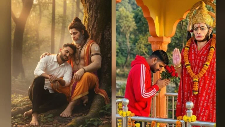 Lord Hanuman Devotee Photo Editing Prompt