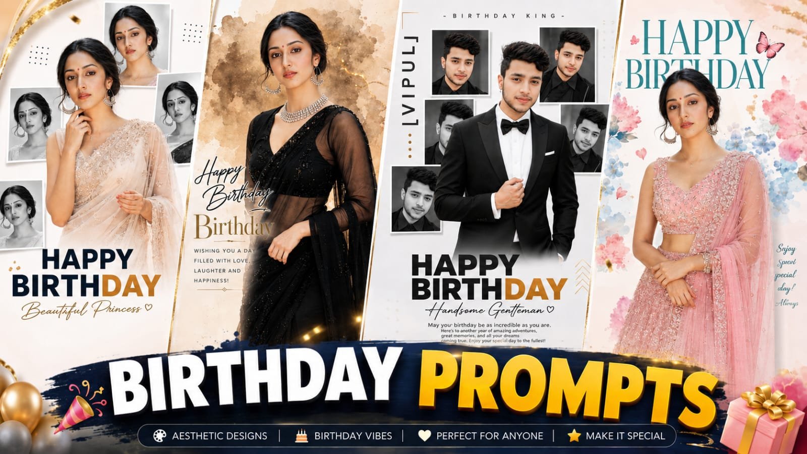 Luxury Frame Birthday Poster AI Photo Editing using Free AI Prompt